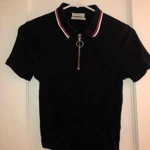 Urban Outfitters Cropped Zip Up Shirt